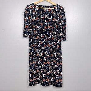 Tommy Hilfiger black multicolor ditzy floral half sleeve shift dress, size 14.
